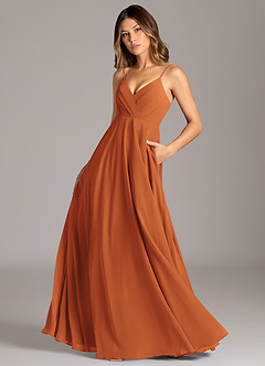 Azazie Amani Suknie dla druhen Linia A Pofałdowany Szyfon Do ziemi Sukienka image1