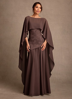 Azazie Flossie Mother of the Bride Dresses Ganache A-Line Pleated Chiffon Dress image1