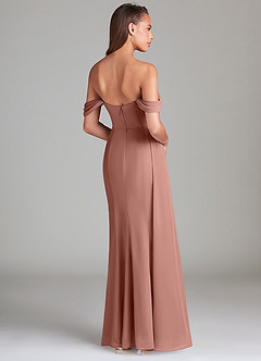 Azazie Amyra Bridesmaid Dresses Cedar Rose Sheath Off the Shoulder Chiffon Convertible Dress image4