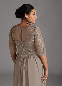 Azazie Harriet vestidos de madre de la novia Vestido de Gris Pardo de Malla de Corte En A con Encaje image8