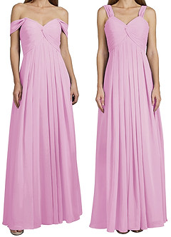 Azazie Kaitlynn Bridesmaid Dresses Candy Pink Empire Ruched Chiffon Convertible Dress image8