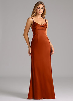 Azazie Aimee Bridesmaid Dresses Paprika A-Line Sweetheart Neckline Stretch Satin Dress image3