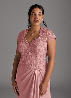 Azazie Junie Mother of the Bride Dresses Dusty Rose A-Line Lace Chiffon Dress image10