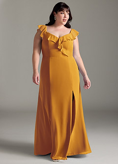 Azazie Sophie Vestidos de damas de honor Vestido de Caramelo de Gasa de Corte en A Convertible con Vestidos sin tirantes image9