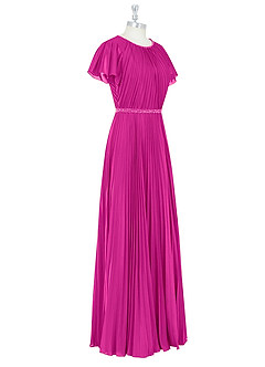 Azazie Kara Modest Bridesmaid Dresses A-Line Pleated Chiffon Floor-Length Dress image15