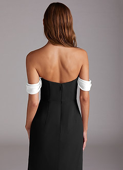Azazie Saige Bridesmaid Dresses Ivory Black A-Line Off the Shoulder Chiffon Convertible Dress image6