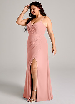 Azazie Maci Bridesmaid Dresses Rosette Sheath Pleated Chiffon Dress image10