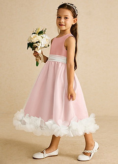 Azazie Stardust Flower Girl Dresses Rosette A-Line Sleeveless Organza Dress image3