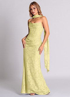 Azazie Sorrel Bridesmaid Dresses Lemon Sorbet Mermaid Corset Floral Burnout Convertible Dress image3
