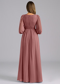 Azazie Palerma Bridesmaid Dresses Desert Rose A-Line Long Sleeve Chiffon Dress image2