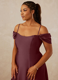 Christian Siriano Bridal for Azazie 1002 Bridesmaid Dresses Sangria A-Line Off the Shoulder Stretch Satin Convertible Dress image9