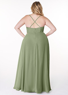 Azazie Naeem Bridesmaid Dresses Pistachio A-Line V-Neck Ruffle Chiffon Dress image8
