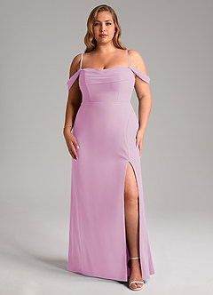 Azazie Saige Bridesmaid Dresses Candy Pink A-Line Off the Shoulder Chiffon Convertible Dress image14