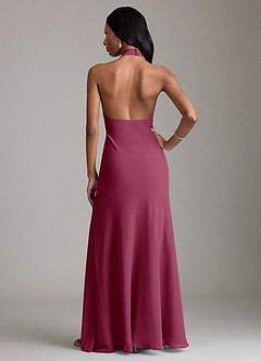 Azazie Lorena Vestidos de damas de honor Vestido de Mora de Gasa de Corte Sirena con Plisado image2