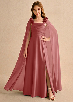 Azazie Rosita Flower Girl Klänningar Klä A-Line i Stretch Satin Plisserad image1