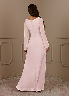 Azazie Belinda Mother of the Bride Dresses Blushing Pink A-Line V-Neck Pleated Chiffon Dress image2