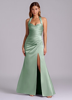 Azazie Destiny Bridesmaid Dresses Agave Mermaid Sweetheart Neckline Stretch Satin Dress image4