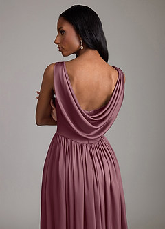 Azazie Novi Bridesmaid Dresses Amethyst A-Line with Pockets Stretch Satin Dress image4