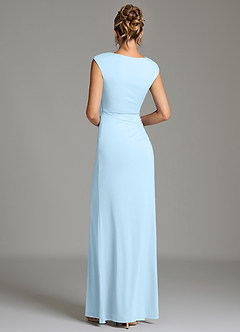 Azazie Chantal Robes de demoiselle d'honneur Robe Sirène en Jersey extensible de qualité supérieure Plissée Bleu Ciel image2