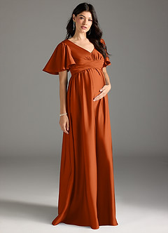 Azazie Verna Brautjungfernkleider für Schwangere A-Linie Gestreift Stretch-Satin Bodenlänge Kleid image5