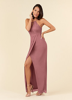 Azazie Hadid Mother of the Bride Dresses Desert Rose Sheath Pleated Mesh Dress image4