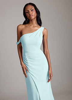 Azazie Madelyn Bridesmaid Dresses Sea Glass Mermaid One Shoulder Chiffon Convertible Dress image4