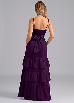 Azazie Nathalia Bridesmaid Dresses Grape A-Line Pleated Stretch Satin Dress image6