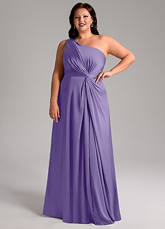 Azazie Brooke Bridesmaid Dresses Tahiti A-Line One Shoulder Stretch Satin Dress image13