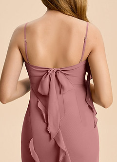 Azazie Phoebe Junior Desert Rose Sheath Ruched Chiffon Dress image6