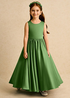 Azazie Nellia Flower Girl Klänningar Klä A-Line i Matt satäng Rosett image5