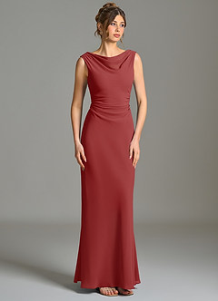 Azazie Kieryn Bridesmaid Dresses Rust Mermaid Pleated Chiffon Dress image5