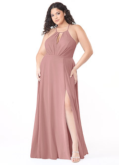 Azazie Evalleen Bridesmaid Dresses Dusty Rose A-Line Pleated Chiffon Dress image9