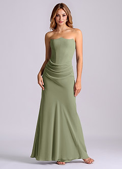 Azazie Debby Bridesmaid Dresses Pistachio Mermaid Strapless Chiffon Dress image1