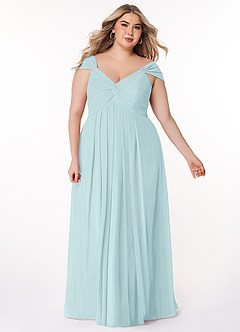 Azazie Kaitlynn Abiti da Damigella Abito Convertibile Impero in Chiffon Increspato Sea Glass image10