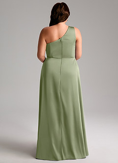 Azazie Brooke Bridesmaid Dresses Pistachio A-Line One Shoulder Stretch Satin Dress image2