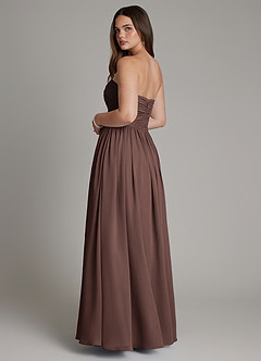 Azazie Andreina Robes de demoiselle d'honneur Robe Trapèze en Mousseline de soie Plissée Ganache image3
