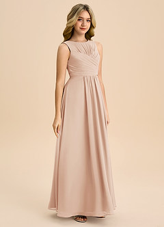 Azazie Skyla Junior A-Linie Plissee Chiffon Kleid Englisches Rosa image4