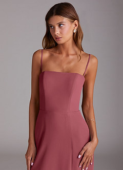 Azazie Wren 신부 들러리 드레스 A라인 스트랩리스 쉬폰 티 길이 드레스 image6