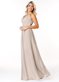 Azazie Ashia Brautjungfernkleider A-Linie Plissee Chiffon Kleid Frost image3