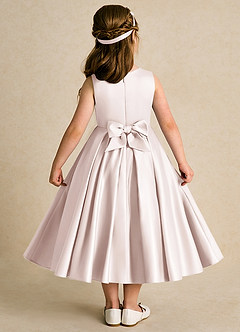 Azazie Lady Flower Girl Dresses Rose Petal A-Line Pleated Matte Satin Dress image2