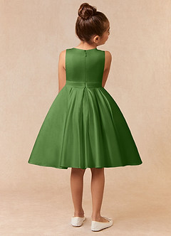Azazie Coco Flower Girl Dresses Basil A-Line Bow Matte Satin Dress image4