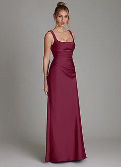 Azazie Agustina Brautjungfernkleider Meerjungfrau-Linie Korsett Stretch-Satin Kleid Maulbeerrot image4