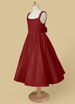 Azazie Cutie Pie Flower Girl Dresses Rust A-Line Pleated Matte Satin Dress image6