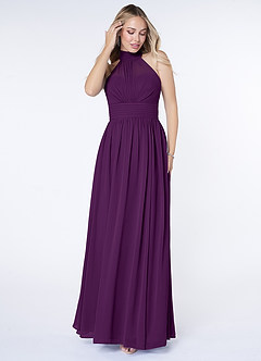 Azazie Iman Bridesmaid Dresses Grape A-Line A-Line Ruched Chiffon Dress image4