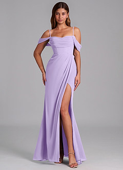 Azazie Johana Robes de demoiselle d'honneur Robe Sirène Convertible en Mousseline de soie Épaules dénudées Lilas image4