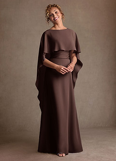 Azazie Marilla 신부의 어머니 드레스 A라인 주름진 쉬폰 플로어 길이 드레스 image6