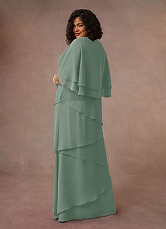 Azazie OHara Mother of the Bride Dresses Silver Sage A-Line V-Neck Chiffon Dress image11