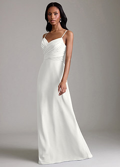 Azazie Kali Bridesmaid Dresses White A-Line Pleated Chiffon Dress image6