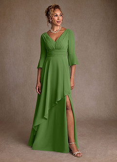 Azazie Eire Suknie dla Matki Panny Młodej Linia A Pofałdowany Szyfon Długość podłogi Sukienka image4