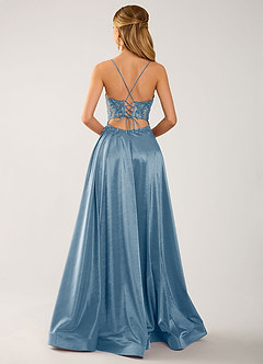 Isoldemark Dusty Blue Beading Sequin Embroidery Satin Prom Dress image2